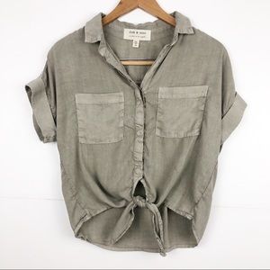 Cloth & Stone | Olive Tie Front Button Down